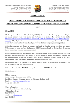 Media Release - OHSA appeals for information