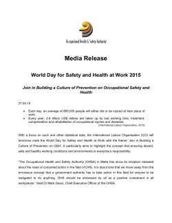Media Release - World Day for Safety and Health at Work 2015