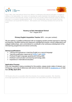 Primary English Acquisition Teacher - 1 August 2015