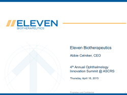 Eleven Biotherapeutics - Ophthalmology Innovation Summit