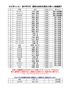 å¤§åå¸ãã¬ã»ã³ æ°ä¸­å­¦3å¹´ æçµåæ ¼èåç°¿åã³çãã¬æ¨è¦é¸æ