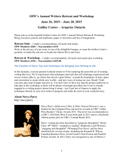 OIW`s Annual Writers Retreat and Workshop June 26, 2015