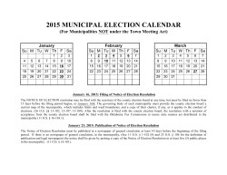 2015 MUNICIPAL ELECTION CALENDAR (For Municipalities NOT