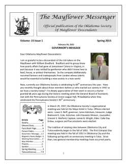 The Mayflower Messenger - Oklahoma Society of Mayflower