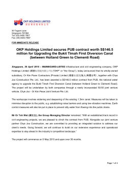OKP Holdings Limited secures PUB contract worth S$146.5 million