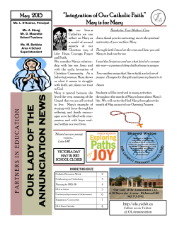 Newsletter 2015 May - Our Lady of the Annunciation CES