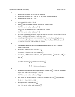 Experimental Probability Answer Key Pages 278
