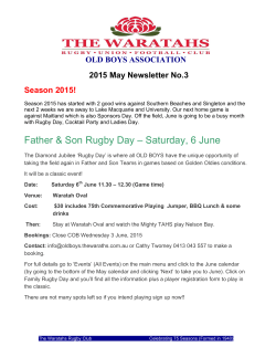 Father & Son Rugby Day â Saturday, 6 June