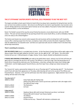 Easter Festival 2015 Newsletter