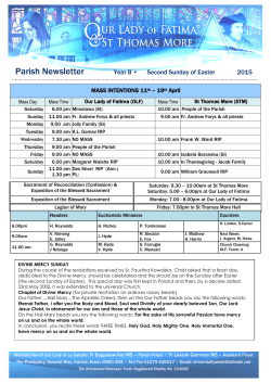 Parish Newsletter - Our Lady of Fatima and St. Thomas More Parish