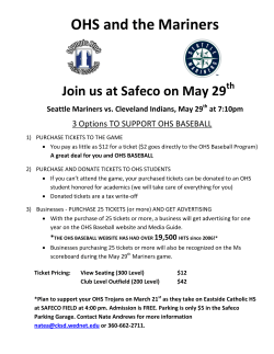 Discounted Mariners Tickets to Support OHS Baseball