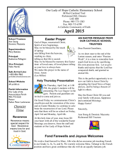 April 2015 Newsletter - Our Lady of Hope