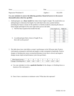 Date Regression Worksheet #1 Algebra 1 OLLC