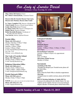 March 15 - The Parish Family of Our Lady of Lourdes
