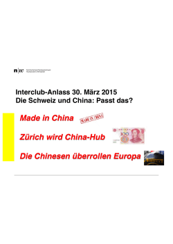 Made in China ZÃ¼rich wird China-Hub Die Chinesen