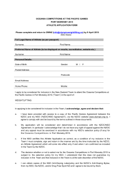 Athlete Application Form - Olympic Weightlifting New Zealand