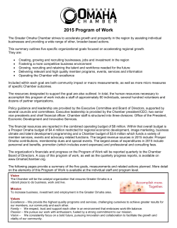 View 2015 Program of Work - Greater Omaha Chamber of Commerce