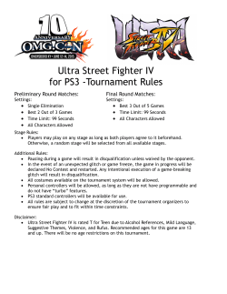 Ultra Street Fighter IV for PS3 -Tournament Rules