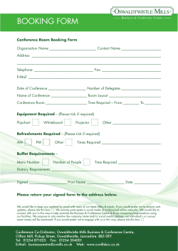 BOOKING FORM - Oswaldtwistle Mills Business & Conference Centre
