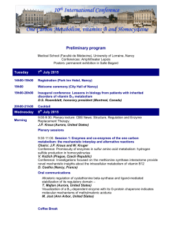 the program - congres one carbon metabolism