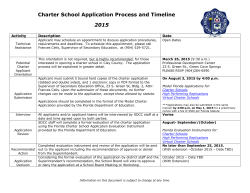 Charter School Application Process and Timeline 2015