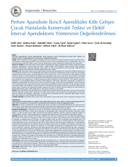 Perfore Apandisite Ä°kincil ApendikÃ¼ler Kitle GeliÅen Ãocuk