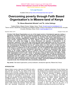 Overcoming poverty through Faith Based Organisation`s in Mbeere
