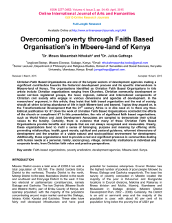 Overcoming poverty through Faith Based Organisation`s in Mbeere