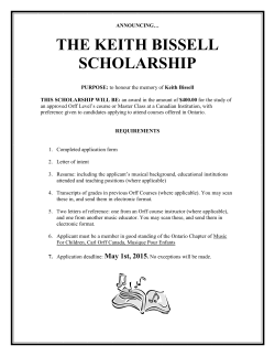 2015 Keith Bissell Scholarship Application