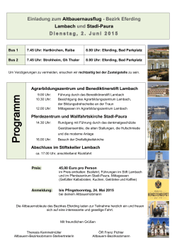 Einladung zum Altbauernausflug - Bezirk Eferding Lambach und