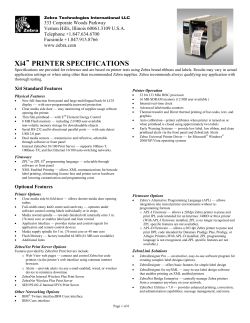 Xi4 PRINTER SPECIFICATIONS
