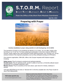 Preparing with Prayer - OPC Short Term Missions