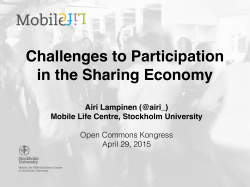 Challenges to Participation in the Sharing Economy