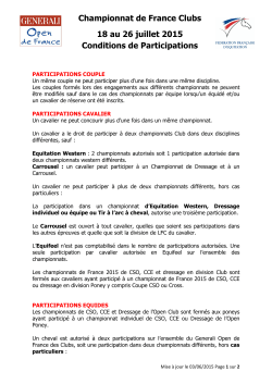 Conditions de participations - Generali Open de France