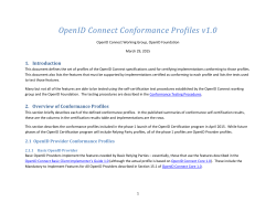 OpenID Connect Conformance Profiles v1.0