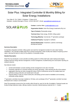 Solar Plus: Integrated Controller & Monthly Billing for Solar