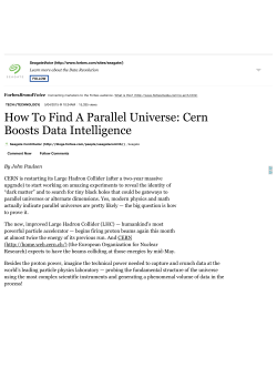 How To Find A Parallel Universe: Cern Boosts
