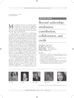 Beyond authorship: attribution, contribution, collaboration, and credit