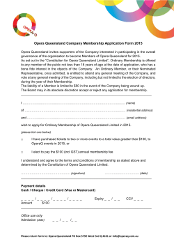 Opera Queensland Company Membership Application Form 2015