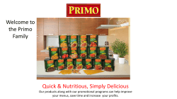 Welcome to the Primo Family Quick & Nutritious, Simply Delicious