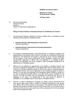 Vacant Position of Assistant Director in the Ministry for