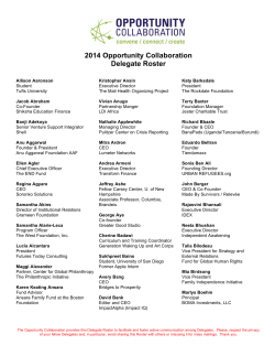 2014 Opportunity Collaboration Delegate Roster