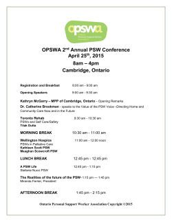 days seminars and speakers - Ontario Personal Support Worker