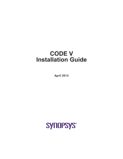 CODE V Installation Guide - Synopsys Optical Solutions Group