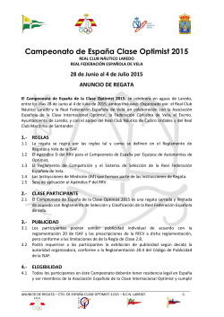 Anuncio de regata - Campeonato de EspaÃ±a Clase Optimist 2015