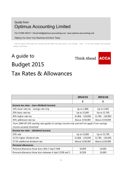 our guide to budget tax rate allowances for 2015.