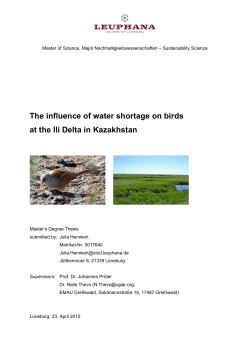 The influence of water shortage on birds at the Ili Delta in