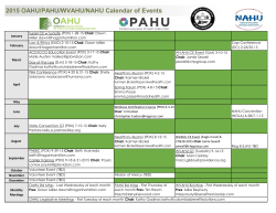 2015 OAHU/PAHU/WVAHU/NAHU Calendar of Events