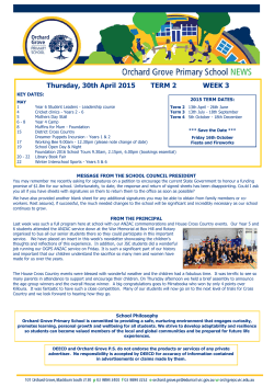 30 April 2015 - Orchard Grove Primary School