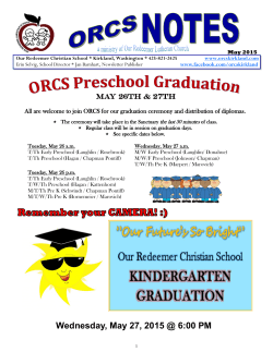ORCS Note May 2015 - Our Redeemer Christian School